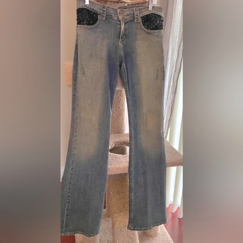 ABS Schwartz Blue Jeans with Sparkly Sequins 32.